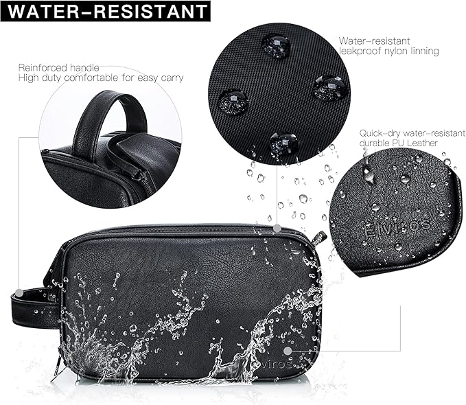 Elviros Toiletry Bag for Men, Large Travel Shaving Dopp Kit Water-resistant - Image 2