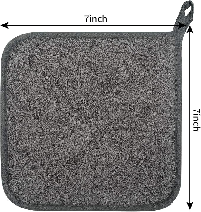 100% Cotton Kitchen Everyday Basic Terry Pot Holder Heat Resistant Coaster - Image 2