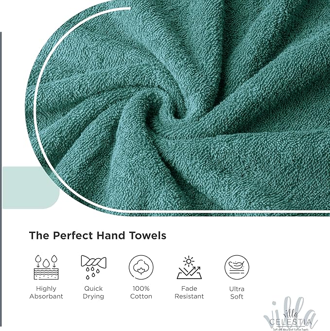 100% Cotton Hand Towel Set of 4, Sustainable, Highly Absorbent, Quick Drying - Image 3
