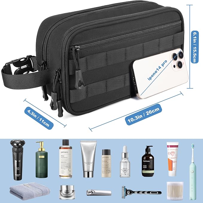 Men's Toiletry Bag, Tactical Inspired Hygiene Shaving Bath Shower Grooming - Image 5