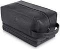 Mens Leather Toiletry Bag – Travel Dopp Kit, Shaving Bag, Grooming & Hygiene by MakeLifeExclusive
