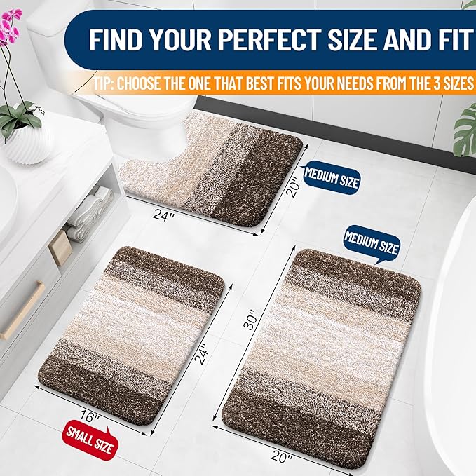 OLANLY Bathroom Rug Set 2 Piece, Soft Absorbent Microfiber Bath Rug Set - Image 2