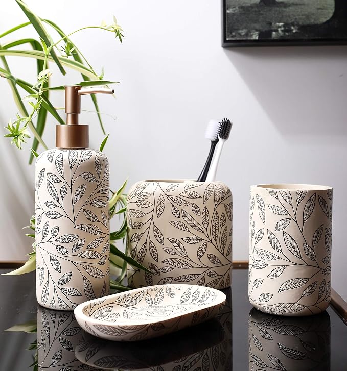 Hymmah Bathroom Accessories Set, Toothbrush Holder, Farmhouse Bathroom Decor - Image 3