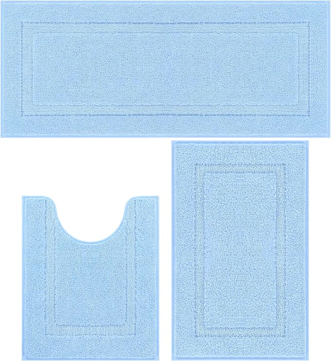 SHACOS Soft Fluffy Bathroom Runner Rugs Set of 3 Bath Mats by SHACOS