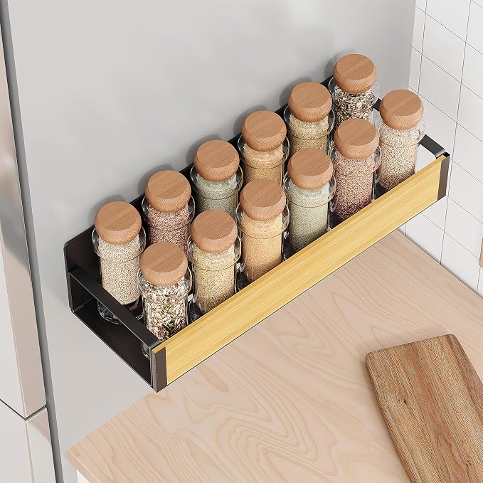 2/3/4 Pack Moveable Fridge Magnetic Spice Racks, Metal Black/White - Image 5
