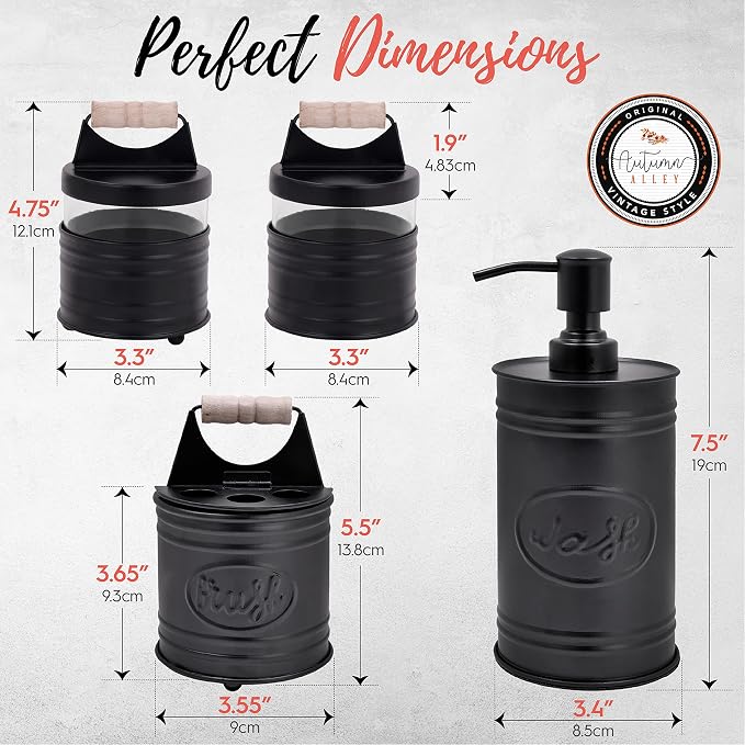 Autumn Alley Rustic Bathroom Accessories Set Black Farmhouse Soap Dispenser - Image 6