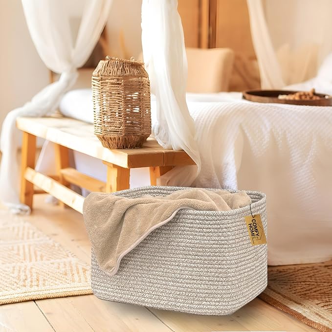 COMFY-HOMI Square Woven Cotton Rope Basket - Image 4