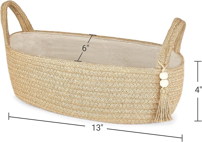 Mkono Small Storage Basket for Toilet Tank Top Boho Bathroom Decor Woven Rope - Image 6