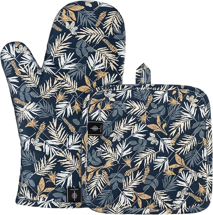 Oven Gloves Heat Resistant Potholder Set Oven Gloves by BONTHEE