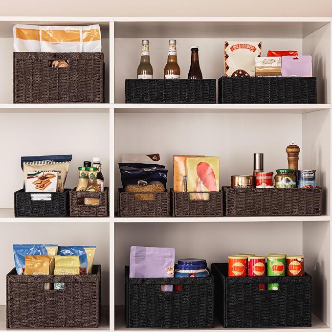 UBBCARE 2 Pack Wicker Basket, 13.4L×8.3H×7.1W inch Woven Paper Rope Storage - Image 7