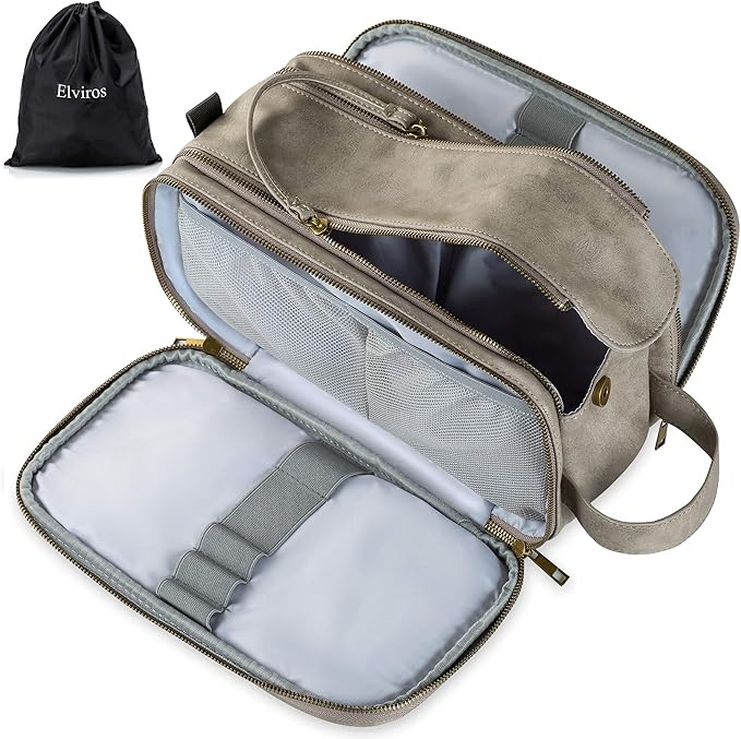 Elviros Toiletry Bag for Men, Large Travel Shaving Dopp Kit Water-resistant by Elviros