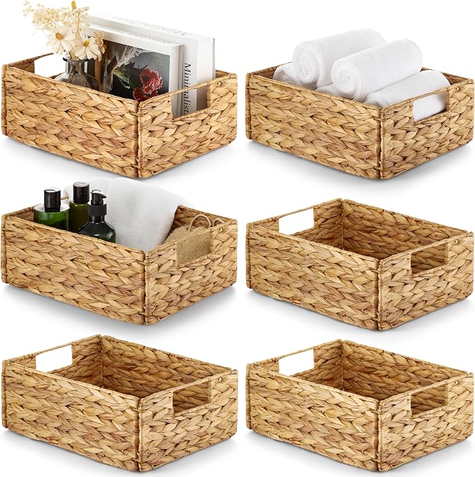 BLUEWEST Water Hyacinth Storage Baskets – Woven Hyacinth Organizer by BLUEWEST