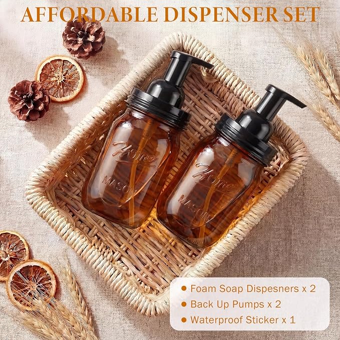 Amolliar Plastic Mason Jar Foaming Soap Dispenser Pump Lid, 16oz Foam Soap - Image 6