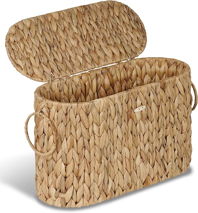 efluky Toilet Paper Storage Basket, Water Hyacinth Slim Toilet Paper Holder by efluky