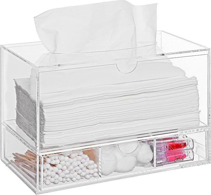 MyGift Modern Clear Acrylic Facial Tissue Dispenser Holder - Image 2