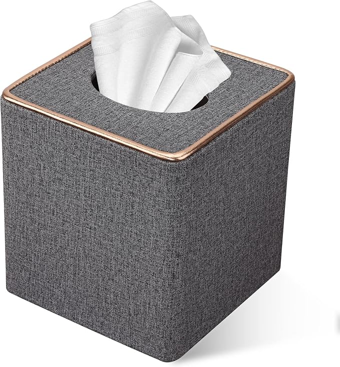 Tissue Box Cover, PU Leather Tissue Box Holder Square Box Covers by LADSTAG