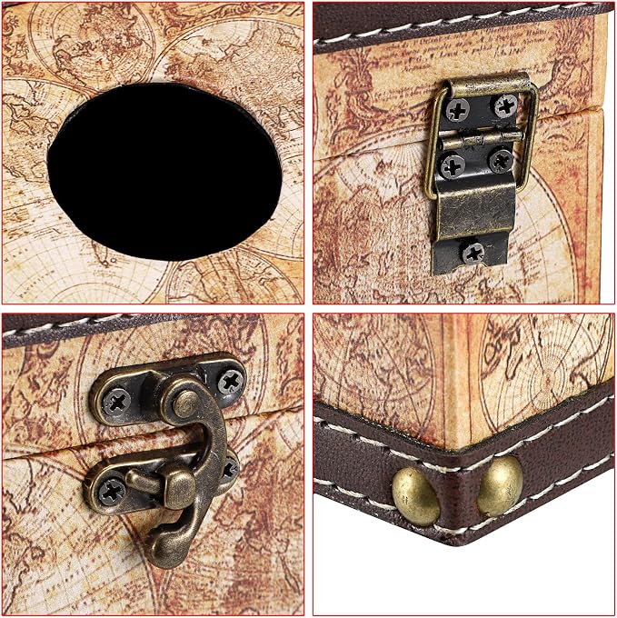 Sumnacon Retro Wood Square Tissue Box Cover - Image 5