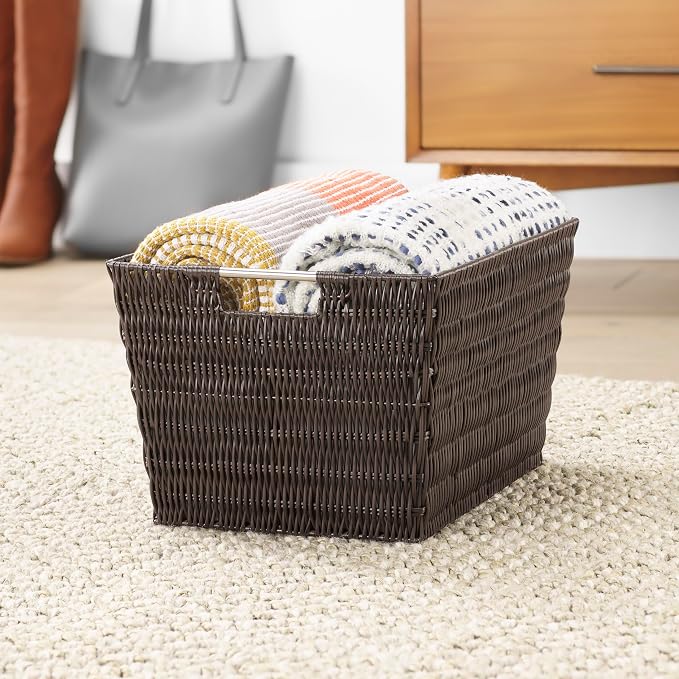 Whitmor Rattique Small Shelf Tote Gray，6 Pack - Image 3