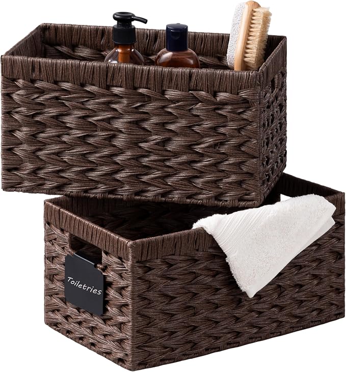 UBBCARE Storage Baskets with Label, Wicker Pantry Baskets by UBBCARE