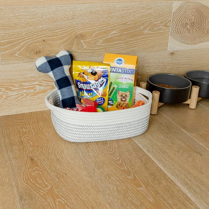 NaturalCozy 5-Piece Rectangle Storage Basket Set- Natural Cotton Rope Woven - Image 6