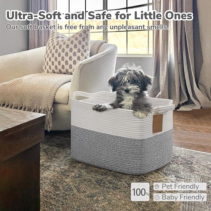 Goodpick Woven Storage Basket, Cotton Rope Baskets - Image 6