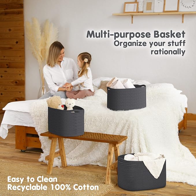 CHAT BLANC Cotton Rope Baskets for Organizing | Storage Baskets for Shelves | - Image 4