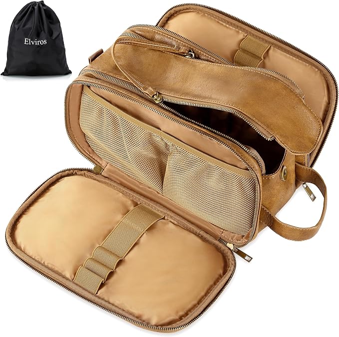 Elviros Toiletry Bag for Men, Large Travel Shaving Dopp Kit Water-resistant by Elviros