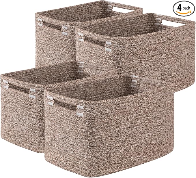 Storage Baskets for Organizing, Woven Decorative Baskets for Shelves by OIASKET