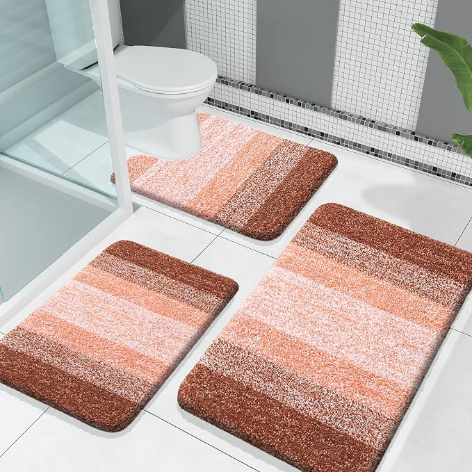 OLANLY Bathroom Rugs Sets 3 Piece, Soft Absorbent Microfiber Bath Mats and by OLANLY