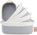 NaturalCozy 5-Piece Rectangle Storage Basket Set- Natural Cotton Rope Woven by NaturalCozy