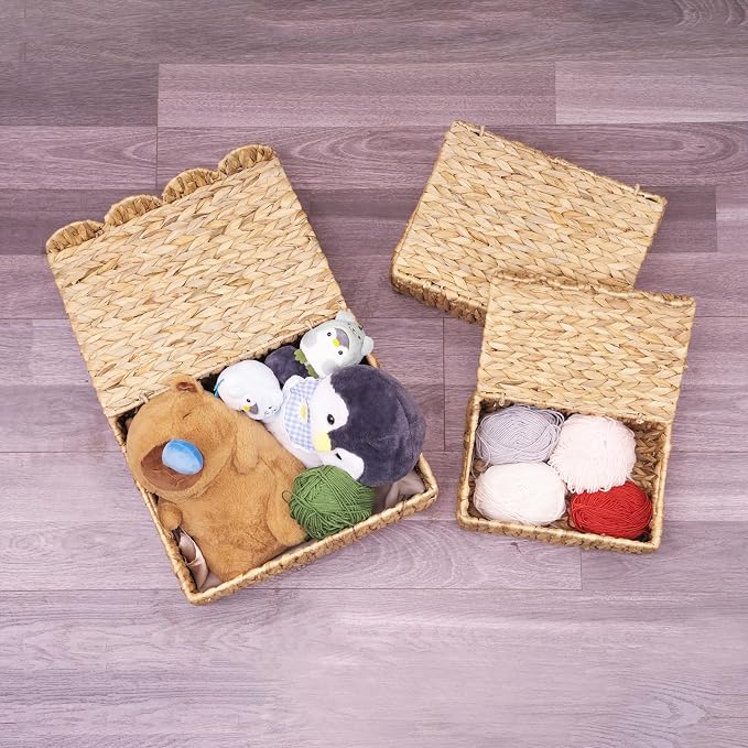 Set of 2 Scalloped Edge Wicker Basket - Image 3
