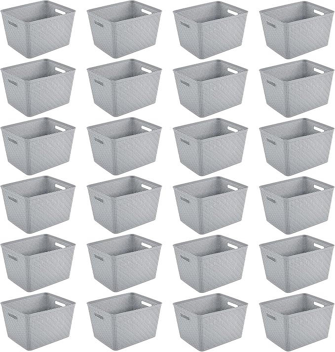Sterilite 24 Pack Plastic Storage Bin Organization Containers, Tall Baskets by Sterilite