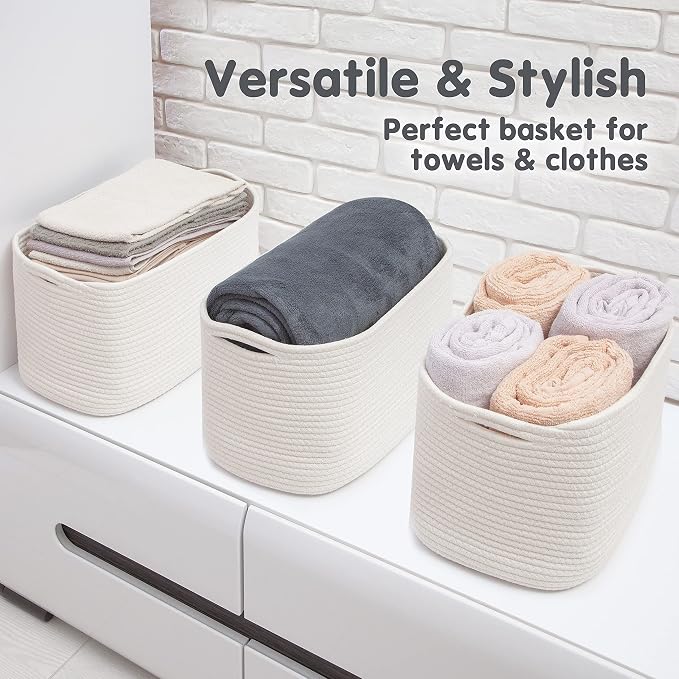CHAT BLANC Cotton Rope Baskets for Organizing | Storage Baskets for Shelves | - Image 6