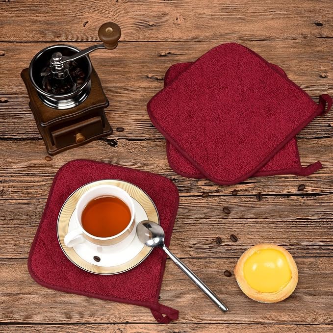 100% Cotton Kitchen Everyday Basic Terry Pot Holder Heat Resistant Coaster - Image 8