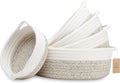NaturalCozy 5-Piece Round Small Woven Baskets Set– Cotton Rope Baskets by NaturalCozy