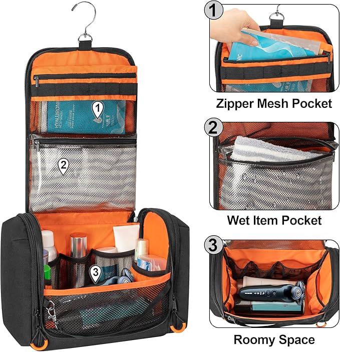 Tactical Toiletry Travel Bag for Men, Hanging Dopp Kit Hygiene Bag Shower - Image 2