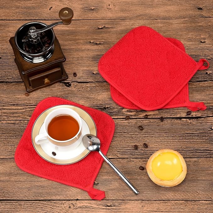 100% Cotton Kitchen Everyday Basic Terry Pot Holder Heat Resistant Coaster - Image 8