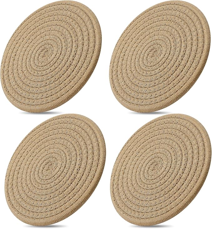 ME.FAN 7 Inch Trivets/Potholders 4 Set Cotton Thread Weave Trivets by MEFAN
