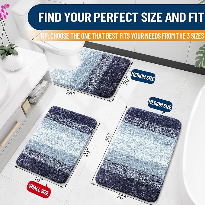 OLANLY Bathroom Rug Set 2 Piece, Soft Absorbent Microfiber Bath Mats and - Image 2