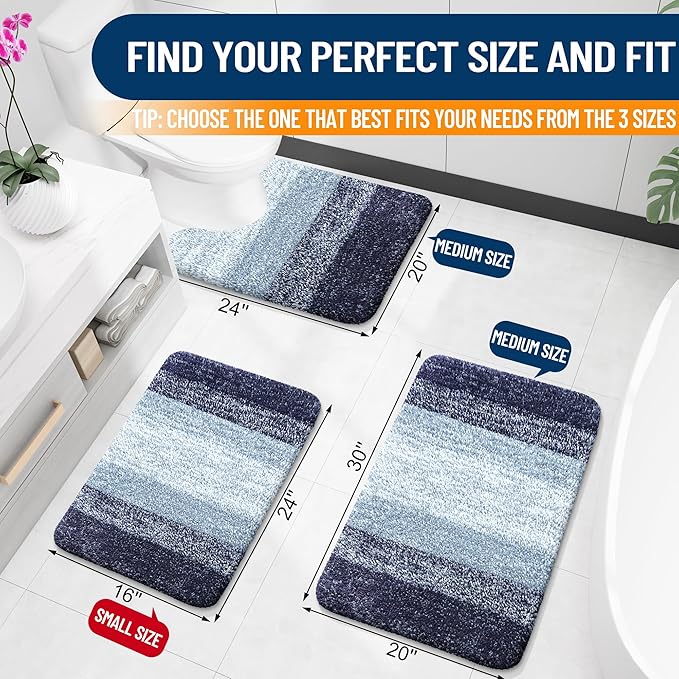 OLANLY Bathroom Rug Set 2 Piece, Soft Absorbent Microfiber Bath Mats and - Image 2