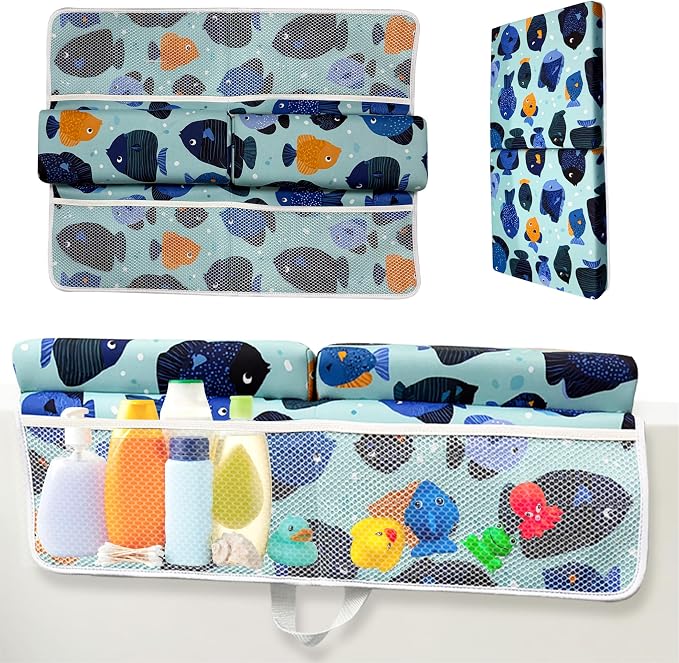 TubbieBuddies Bath Kneeler and Elbow Rest Pad Set – Fish-Themed Baby Bath by Unknown
