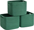 3 Pack Cube Storage Bin, 9”x9”x7” Cotton Rope Woven Baskets by Degeyoyo