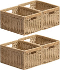UBBCARE 4 Pack Wicker Basket, 13.4L×8.3H×7.1W inch Woven Paper Rope Storage by UBBCARE