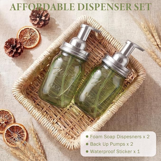 Amolliar Plastic Mason Jar Foaming Soap Dispenser Pump Lid, 16oz Foam Soap - Image 6
