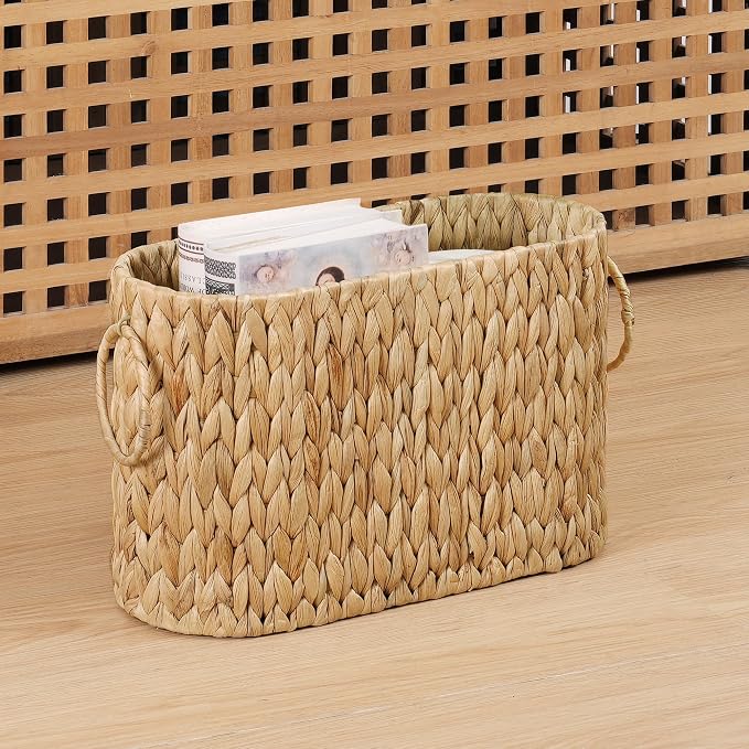 efluky Toilet Paper Storage Basket, Water Hyacinth Slim Toilet Paper Holder- - Image 6
