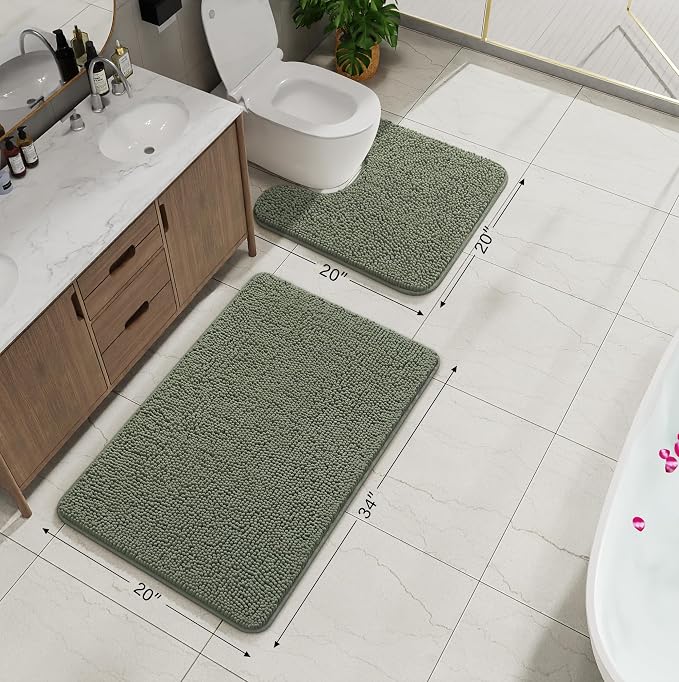 AROGAN Bathroom Rug Sets 2 Piece, Washable Bath Rug Set, Absorbent Soft Non - Image 3