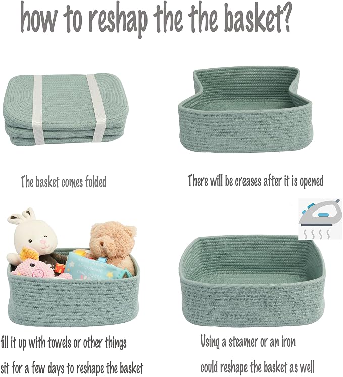 Small Woven Storage Baskets 13“X9”X5“ Decorative Rope Bins - Image 7