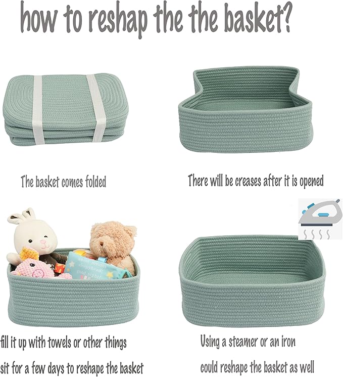 Small Woven Storage Baskets 12“X8”X5“ Decorative Rope Bins - Image 7