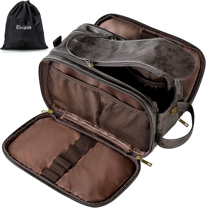 Elviros Toiletry Bag for Men, Large Travel Shaving Dopp Kit Water-resistant by Elviros
