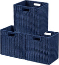 UBBCARE 3 Pack Wicker Basket, 11L×11H×10.5W inch Woven Paper Rope Storage by UBBCARE